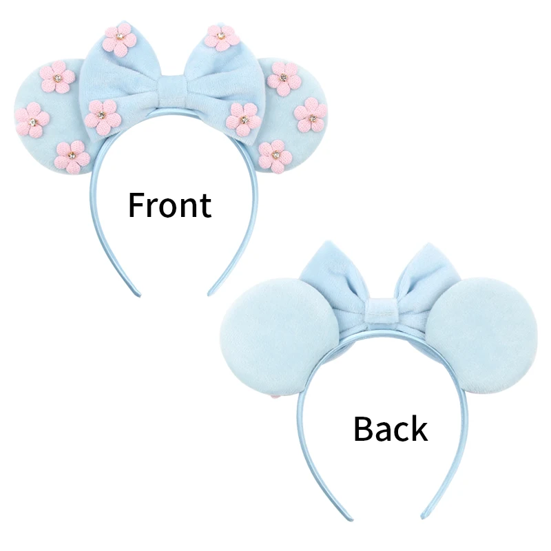 Chic Boutique Flower 3.3 "Mouse Ears Headband 5" Velvet Bow Hairband For Girls Festival Party Cosplay DIY Women Hair Accessories