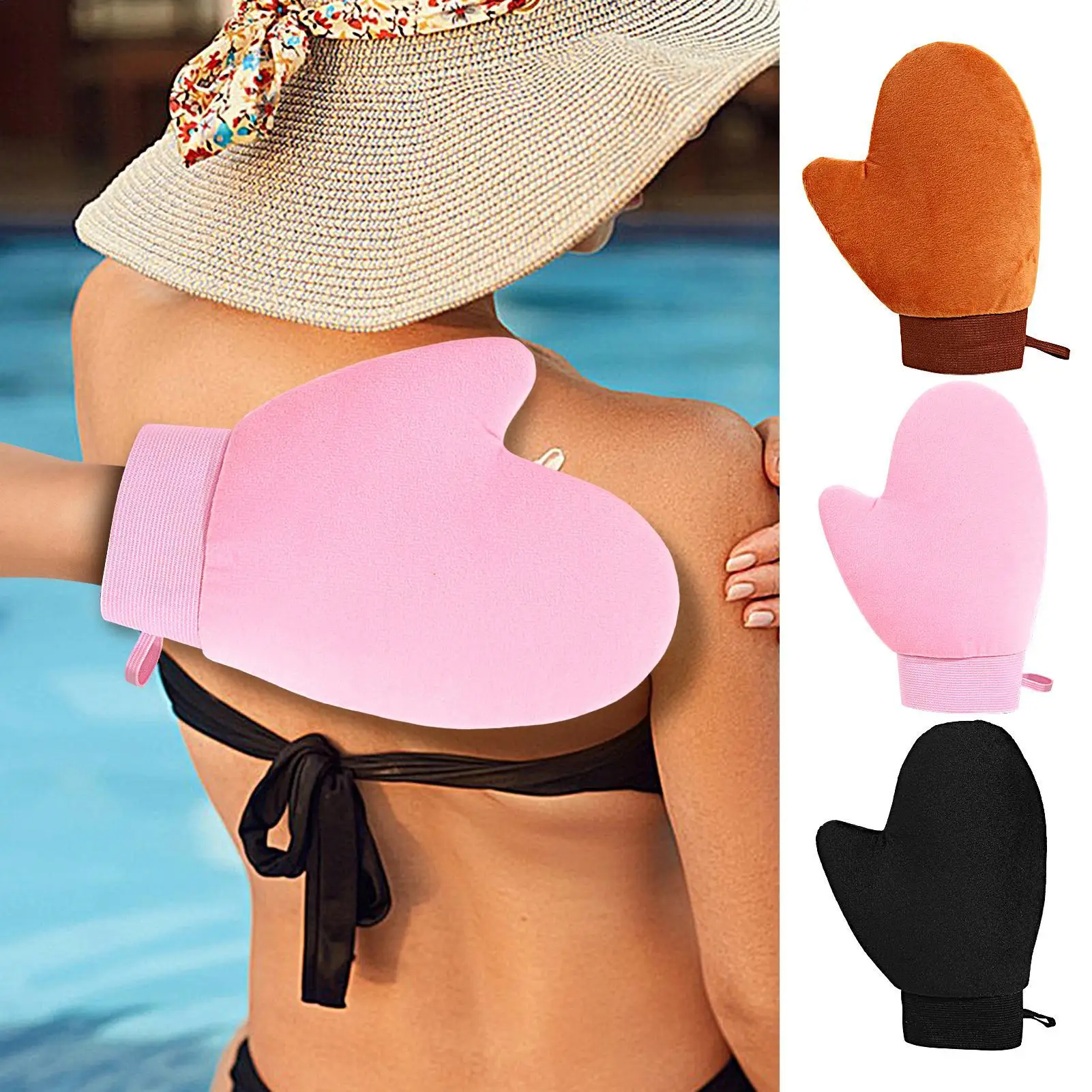 Tan Mitt Body Lotion Glove Self Tanning Mitt Double Sided Prevents Sticky Hands Applicator Portable Quick Dry Flocking Glove