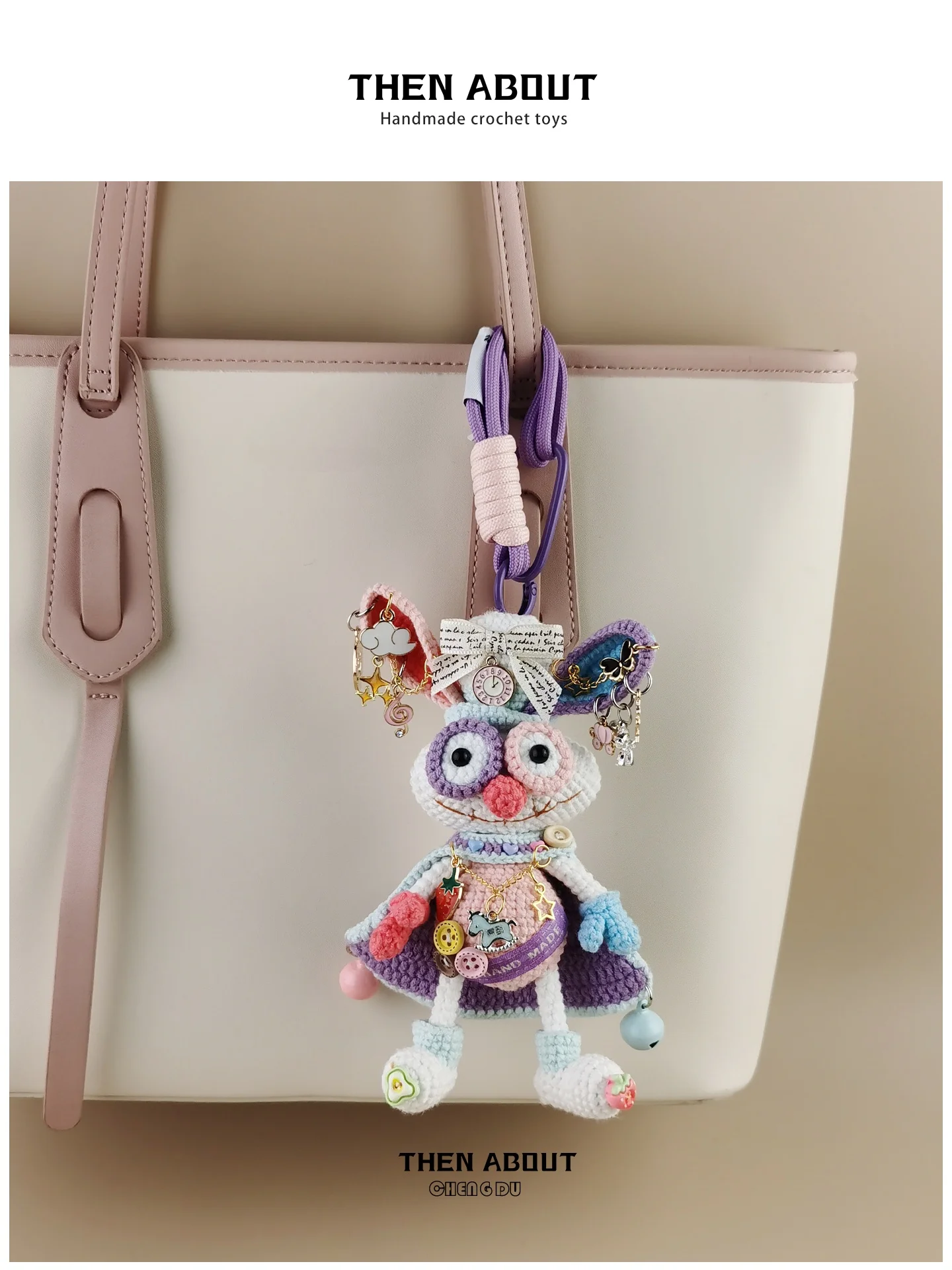 Elegant Heavy Industry Waste Doll Bag Pendant Keychain Backpack School Bag Pendant Gift Fashionable Accessory for All