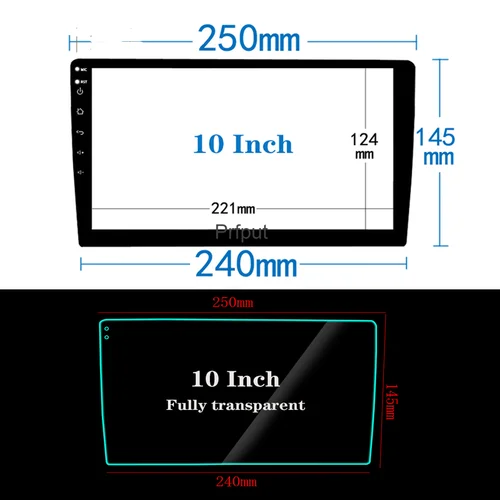 Imagen 2 del producto Protector multimedia automático de 10 pulgadas, cubierta para reproductor de vídeo de coche, pantalla de navegación GPS, película protectora de radio de vidrio templado