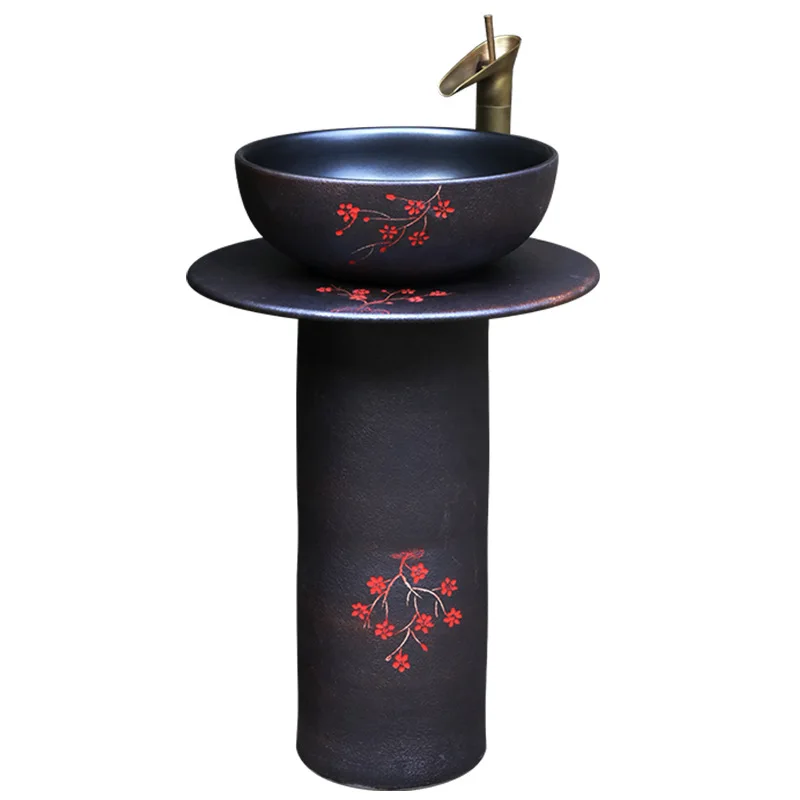 

Column-type wash basin Ceramic outdoor floor-to-ceiling basin Small apartment balcony integrated column basin