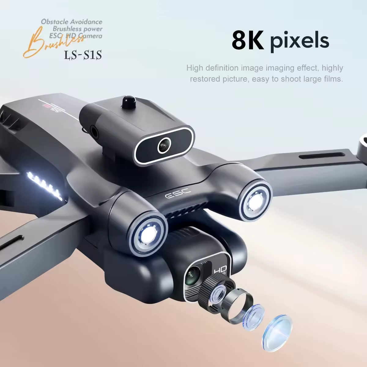 מיני רחפן S1S חדש מצלמה 8K מקצועית ללא מברשת מנוע רחפן מניעת מכשולים מצלמה כפולה HD מתקפלת צעצועים image_1