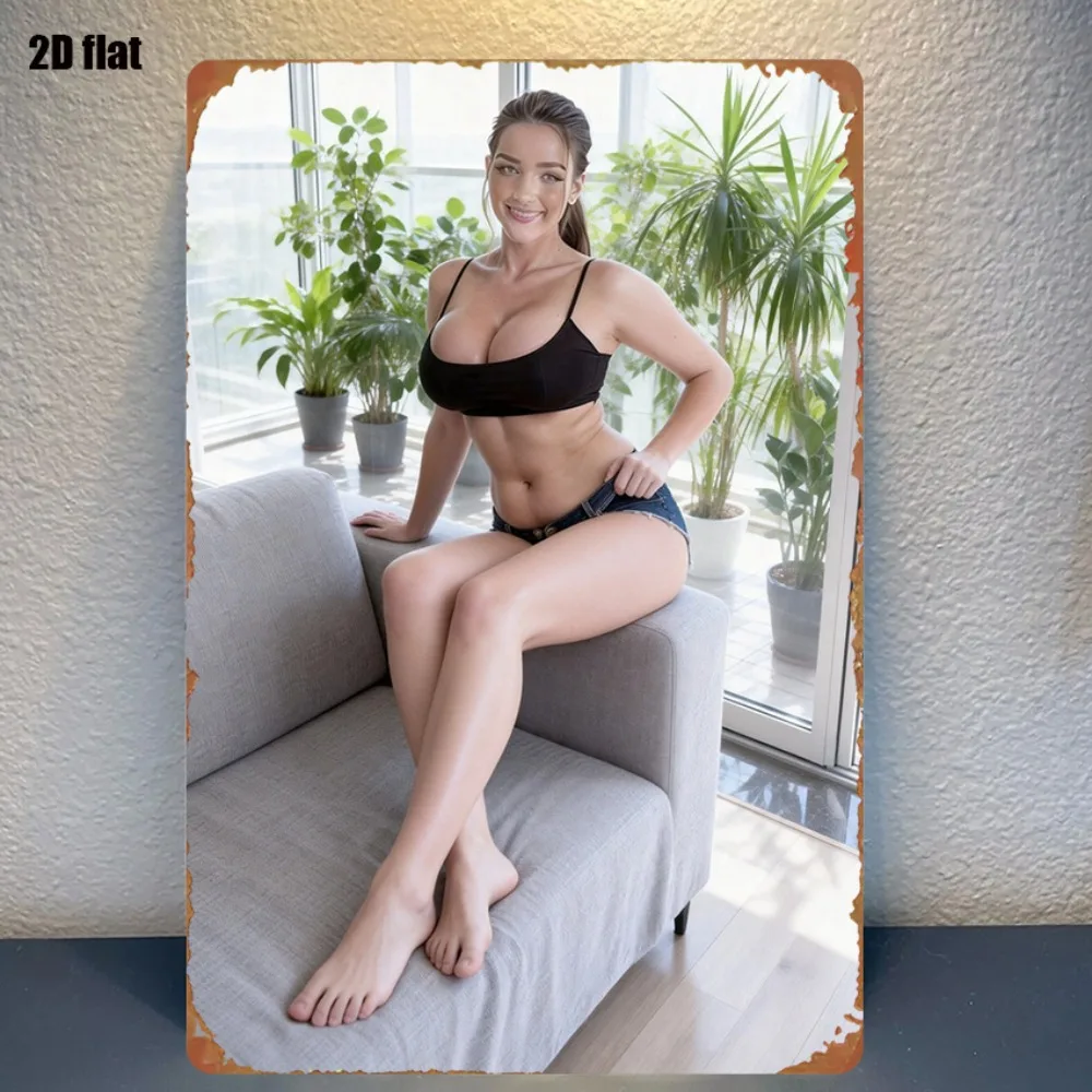 1 Stück Eisen-Wandkunst Sexy Schönheit Metallschild 8x12 Zoll Vorgebohrte Löcher Einfach zu Hängen Langlebige Heimdekoration für Wohnzimmer Schlafzimmer Innenbereich