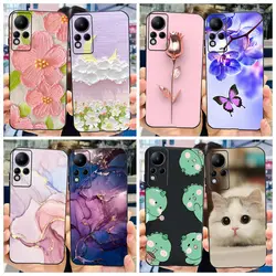 For Infinix Note 11 X663 Case Stylish Flower Marble Funda Soft Black TPU Phone Cover For Infinix Note 12 G88 Note11 X663B Bumper