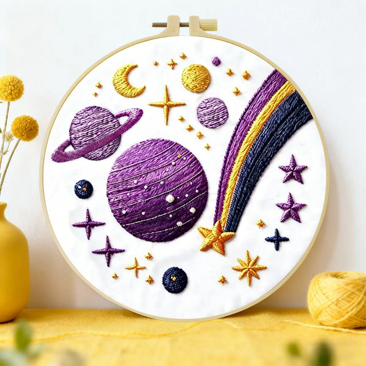 1 Stück 20X20CM/15X15CM 7,87/6,3 Zoll Planeten-Stickerei-Starter-Kit DIY-Kit DIY-Stickerei-Set Handarbeiten Malerei Heimdekoration – Detail 1