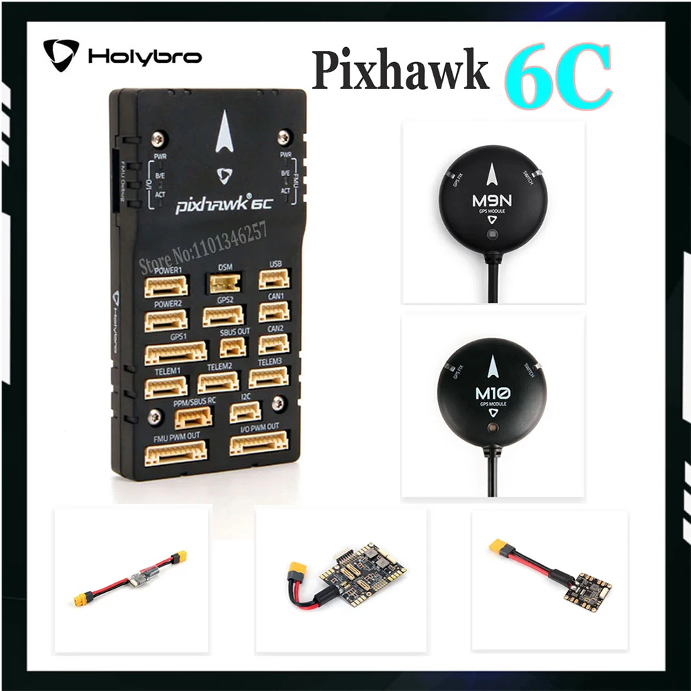 Holybro Pixhawk 6C Autopilot وحدة تحكم في الطيران اللوح (حافظة ألومنيوم/بلاستيكية) PM02/PM06/PM07 وحدة الطاقة M9N/M10 GPS لـ FPV