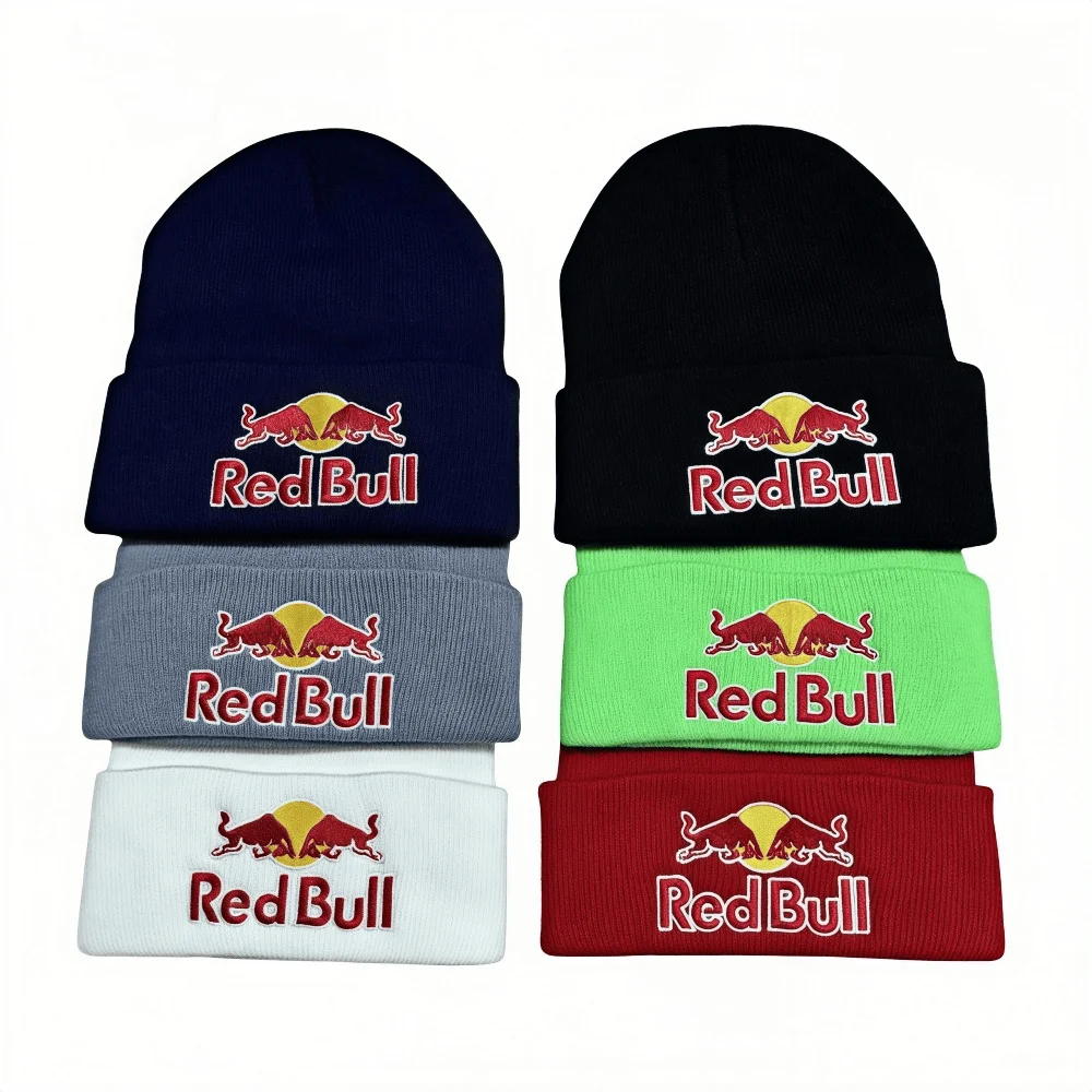 مرونة ممتازة مطرزة ريد بول الخريف والشتاء قبعة ريد بول متماسكة قبعة صغيرة للرجال النساء للجنسين قبعة الشتاء الدافئة