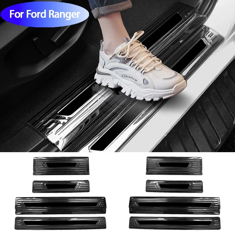 For Ford Ranger T9 2023 2024 Stainless Steel Door Sill Threshold Protection Staines Pedal Decorate Accessories