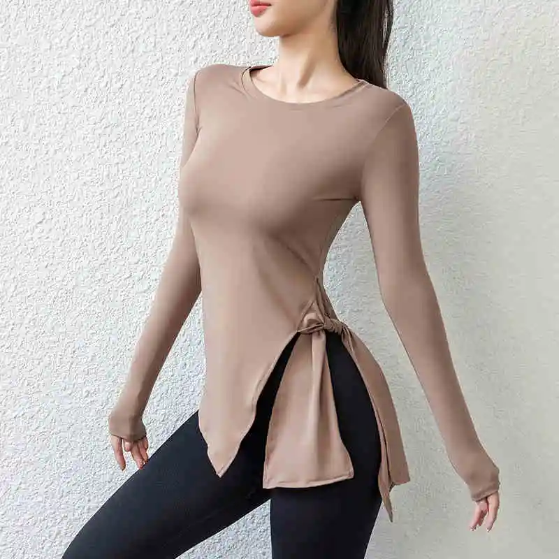 Frauen Schlank Süße Würzige Wind Tragen Fitness Kleidung Laufen Yoga Langarm Quick Dry Sport T-shirt