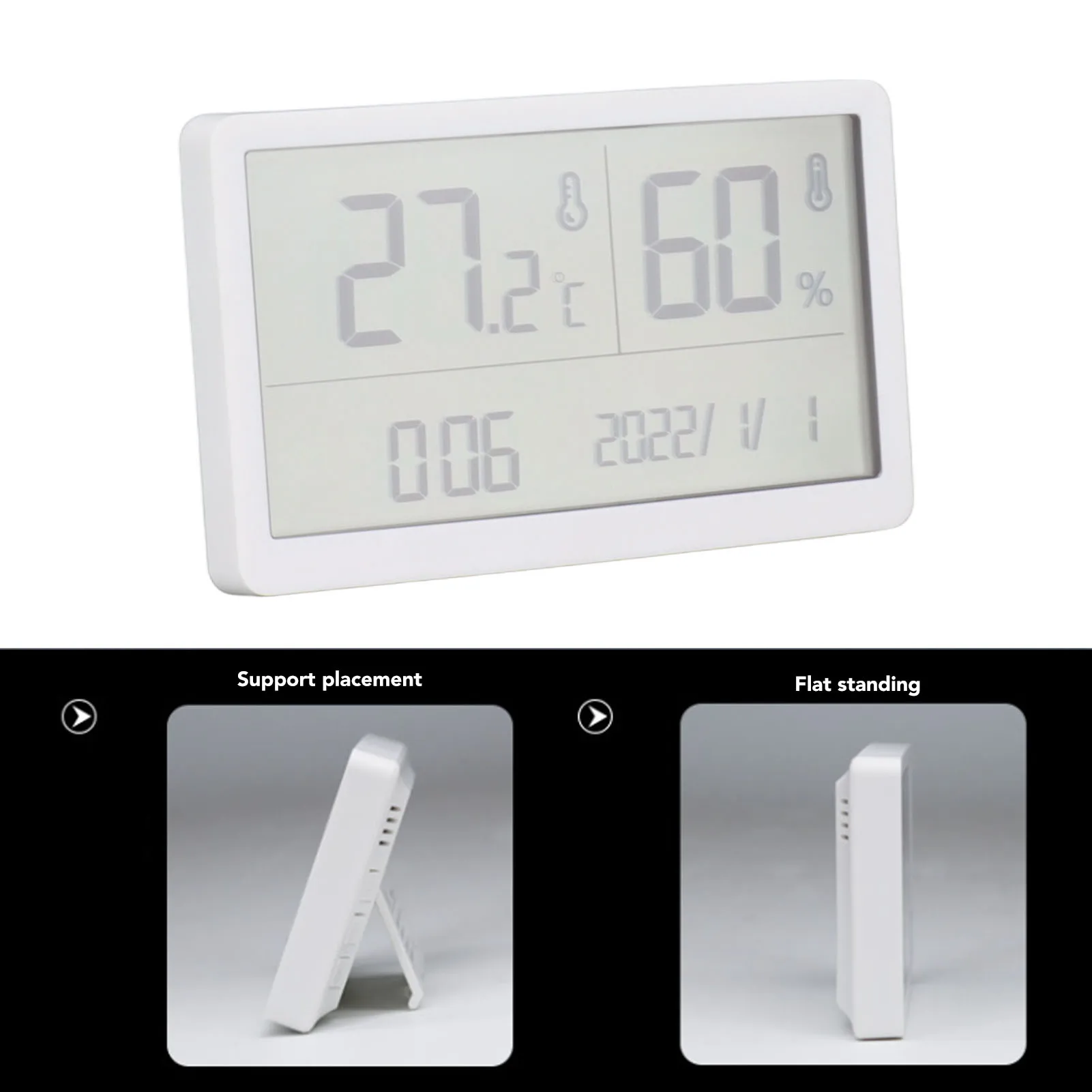 LCD Digital Thermometer Hygrometer with Clock Calendar Home Temperature Humidity Sensor Gauge Meter For Indoor Bedroom Baby Room