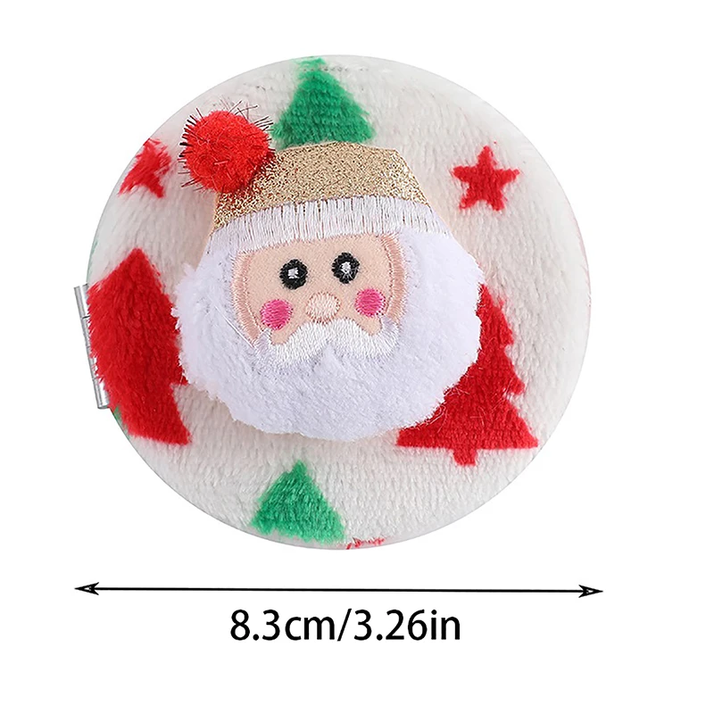 Cute Plush Mini Mirror For Girls Portable Foldable Travel Compact Pocket Make Up Round Mirror Women Student Dressing Tool