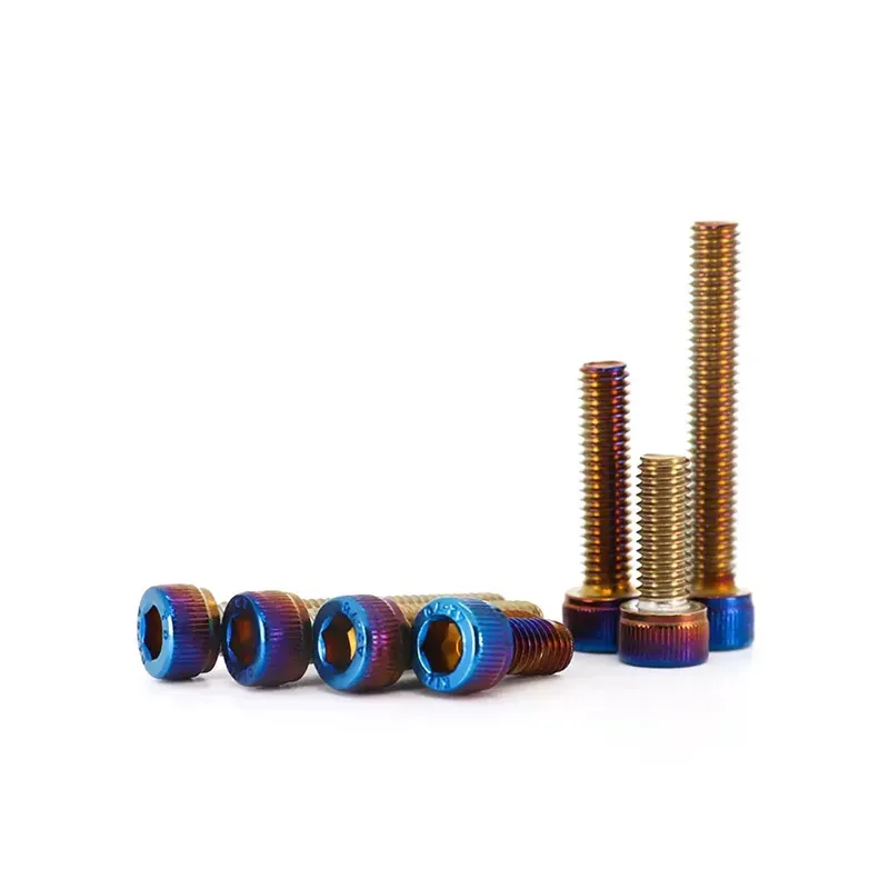 Perno de cabeza de copa azul de titanio para actualización estética y modificación personalizada Tornillo hexagonal de acero inoxidable 304