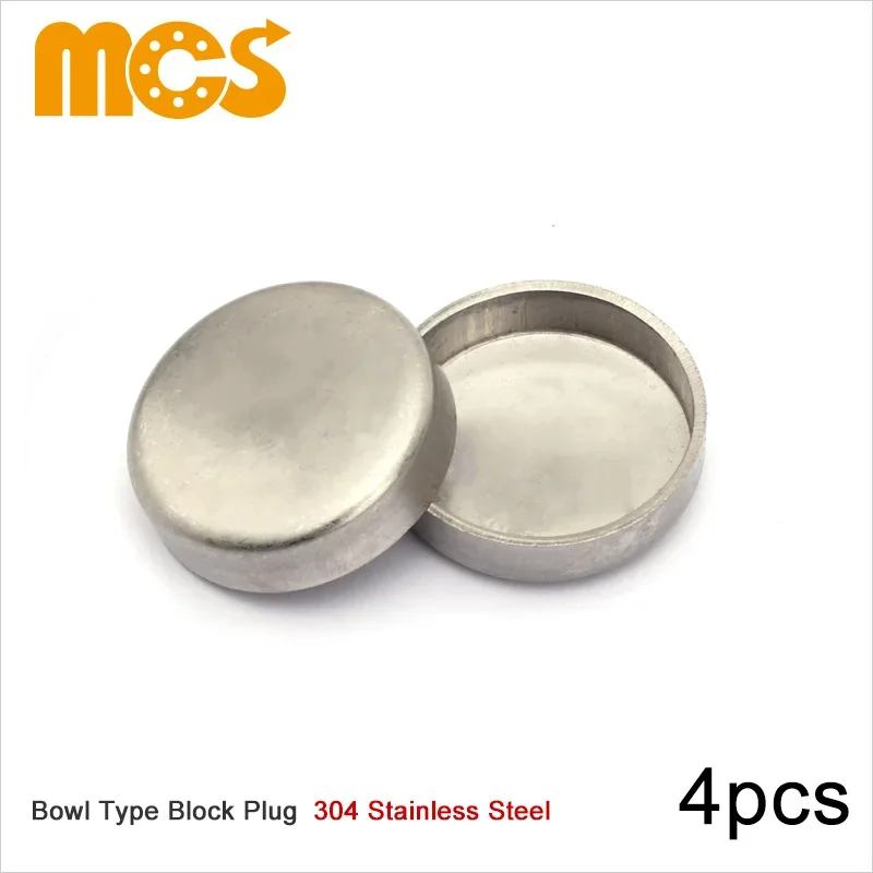 4pcs Stainless Steel Bowl Type Plug Push-in Cap Expansion Plug for Car Truck Tractor Engine Water Block Thicken Sealing