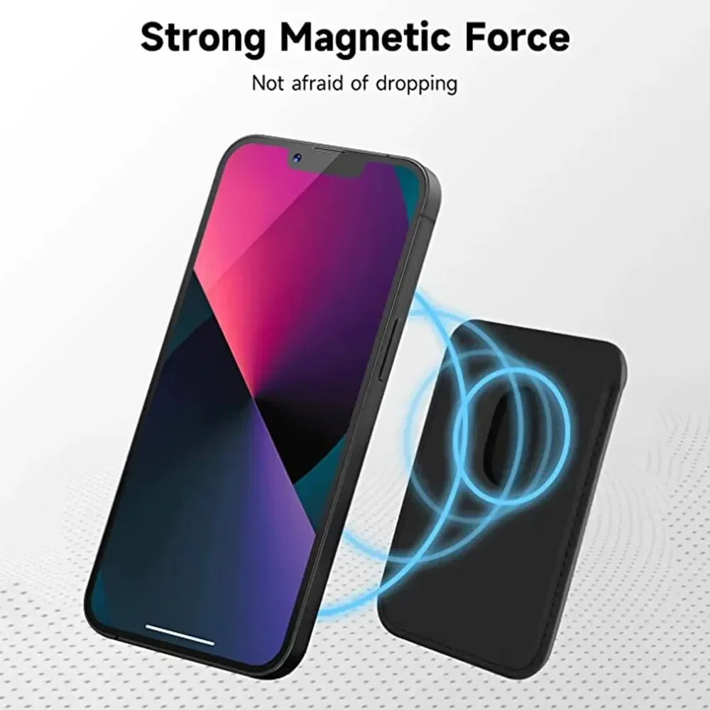 محفظة جلدية مغناطيسية حامل بطاقة حامل هاتف Macsafe لـ Magsafe IPhone 15 14 13 Pro Max Mac دعم آمن حامل هاتف