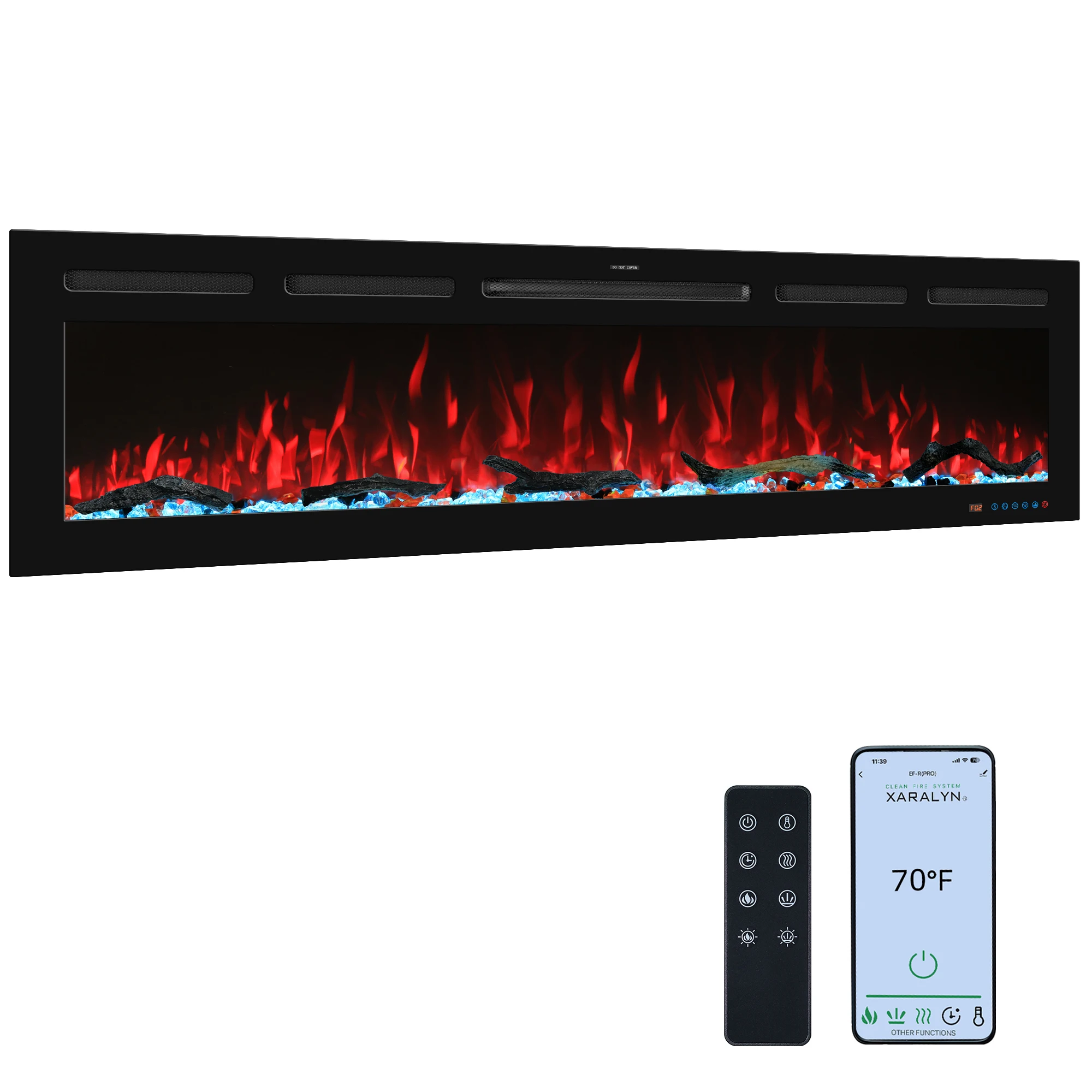 Chimenea Eléctrica Empotrada y de Pared de 80 Pulgadas en Oferta, con Múltiples Colores de Llama y Leña, y Control Inteligente por Aplicación