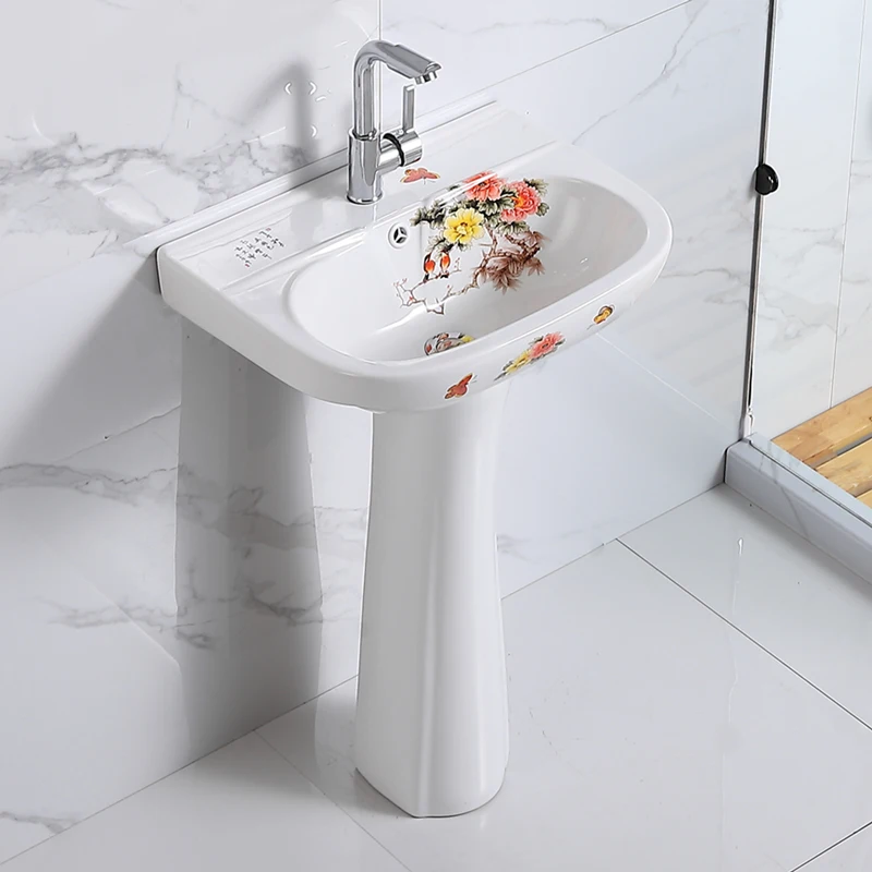 

Column type washbasin Small apartment bathroom Column basin Integrated ceramic balcony Floor-to-ceiling washbasin Smart clean gl