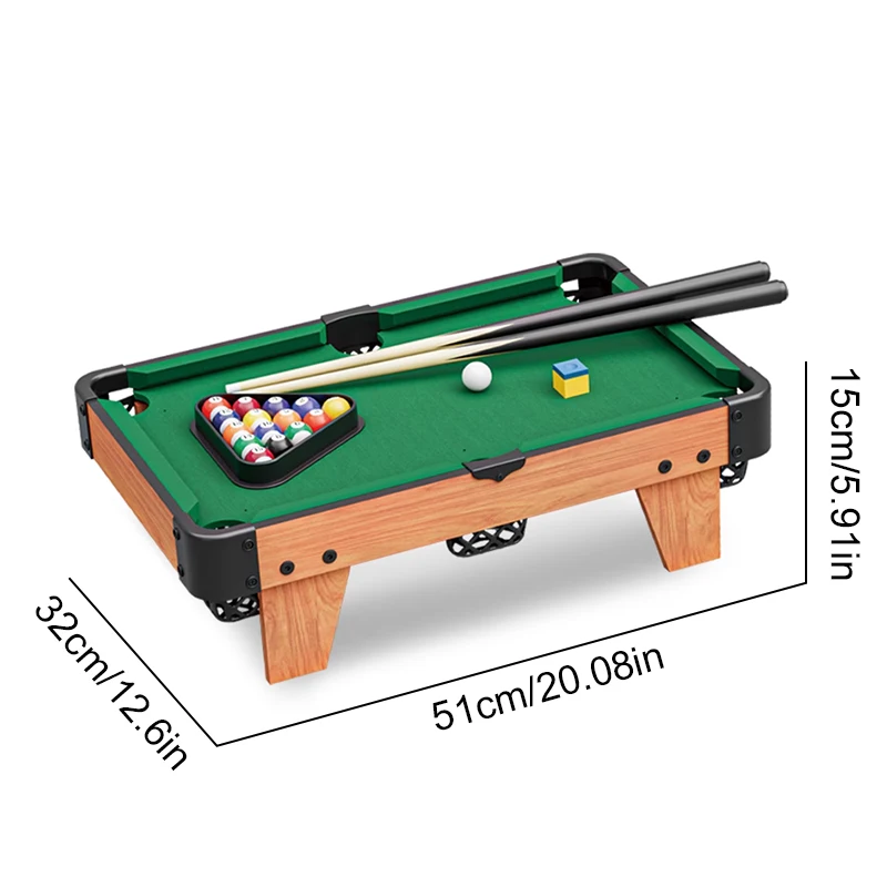 Mini Pool Table Set Portable Assembly Kids Toys 16 Balls Triangle Wood Tabletop Billiards Game Table Girls Home Traveling Party