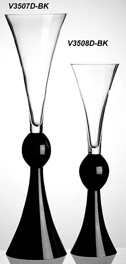 Black glass vase wedding road guide high transparent flower arrangement oversized hotel lobby European soft decoration