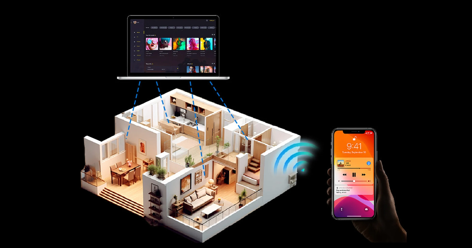 Reproductor de Audio Inalámbrico Hi5, Receptor de Música HiFi con AirPlay Bluetooth 5.0, Multiroom para Spotify, Tidal, 