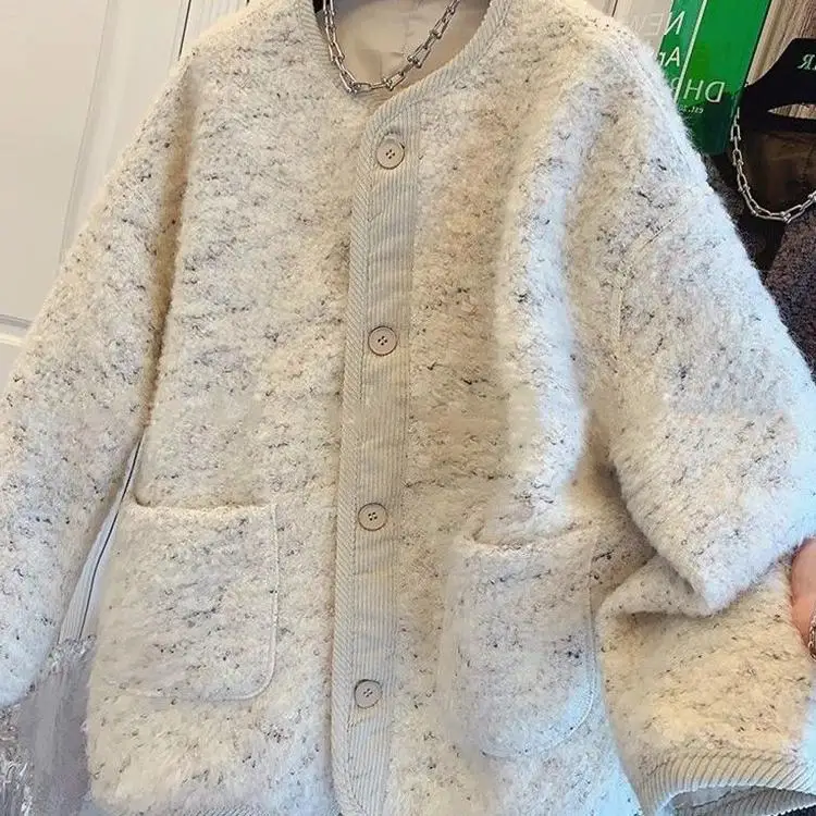 

plus Size Casual Loose Women's Jaet Single Button Design Autumn Winter Outerwear for Heavy Girls Korean Sle Street Faion