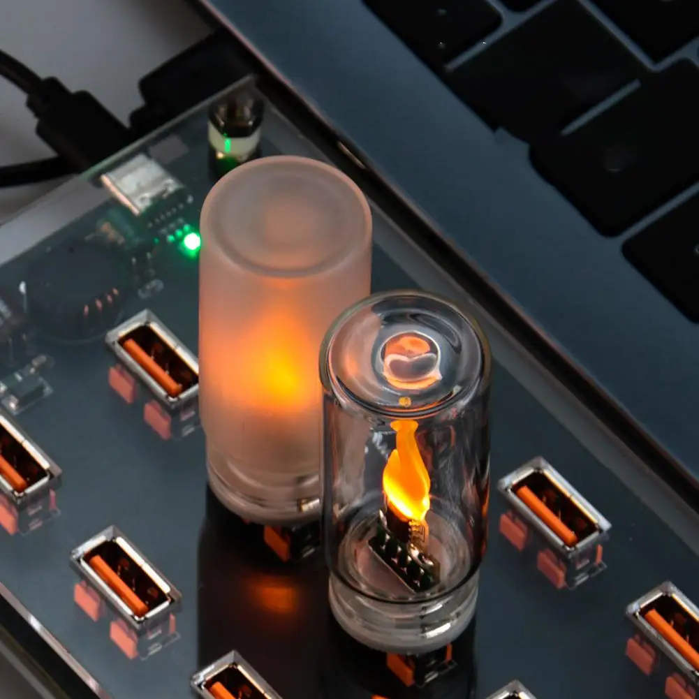 Led Filament Night Creative Atmosphere Display USB Night Light Mini Decorations For Car , Bedroom, Desktop,Hallway, Camping