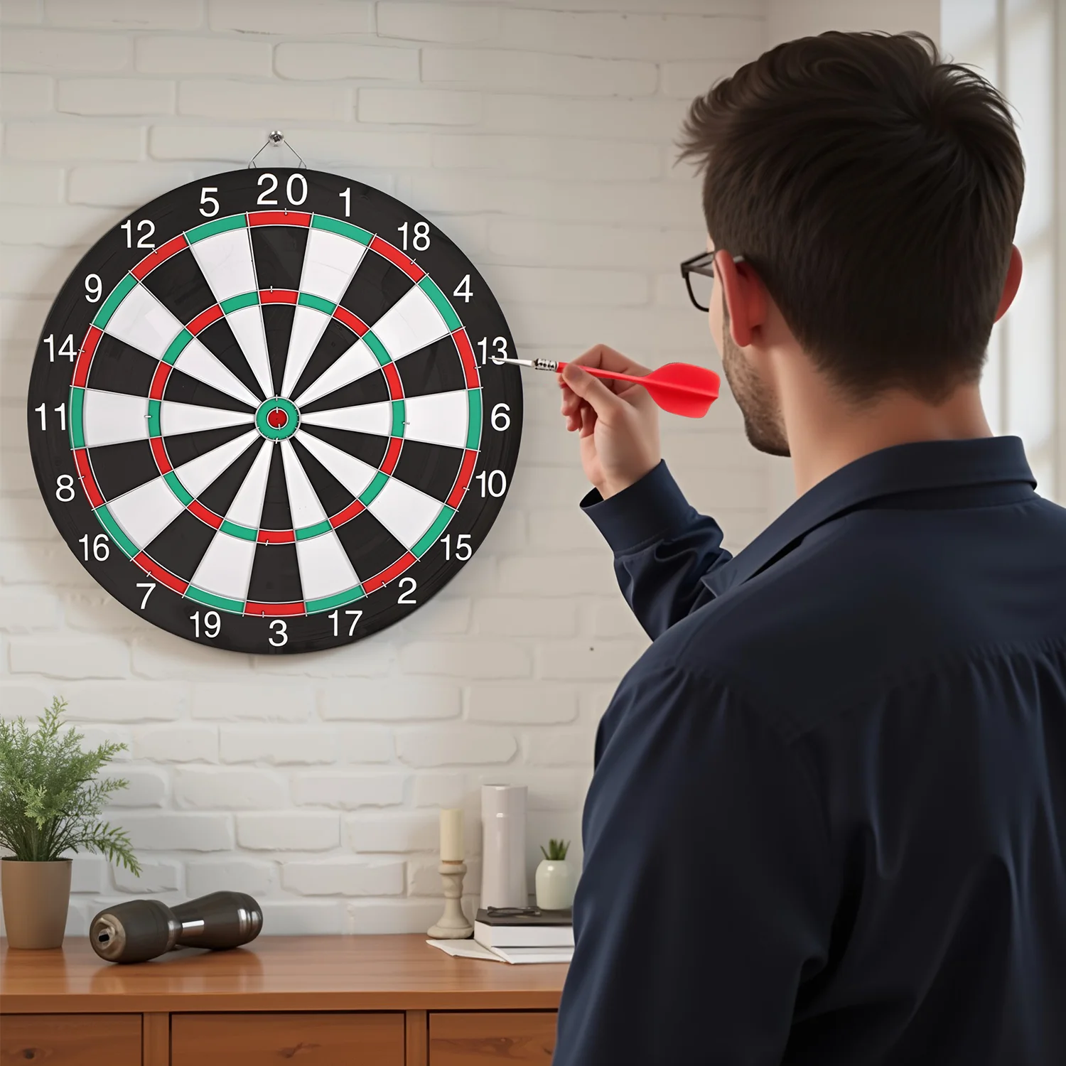 15인치 전문가용 양면 다트보드 세트 (스틸 플라스틱 다트 6개 포함, 스테이플 없음)