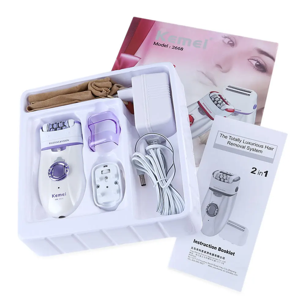 Kemei Mini 2 in 1 Hair Removal Machine Electric Rechargable Female Epilator Women Lady Shaving Trimmer Bikini Leg Body depilador