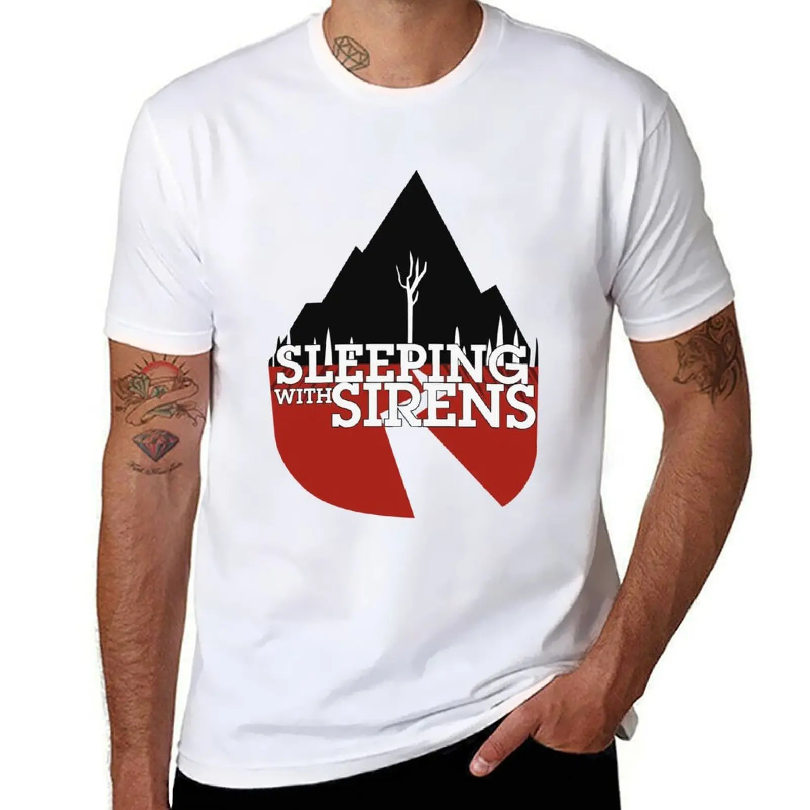 

t shirt fit Sirens 100% slim cotton brand Sleeping With shirts man Art T-Shirt men for t luxury