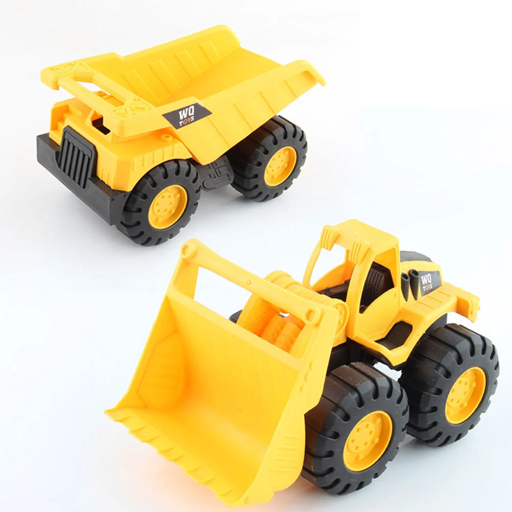 2 Pcs Pushdozer Toy Kids Car Beach for Cars Inertial Engineering Vehicle Child Childrens Toys