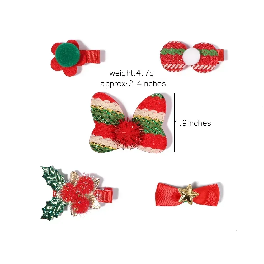 Christmas Tree Hairpin com floco de neve para meninas, grampos de cabelo, festa Headwear, acessórios Festival, presentes do bebê, novo, 5pcs por conjunto