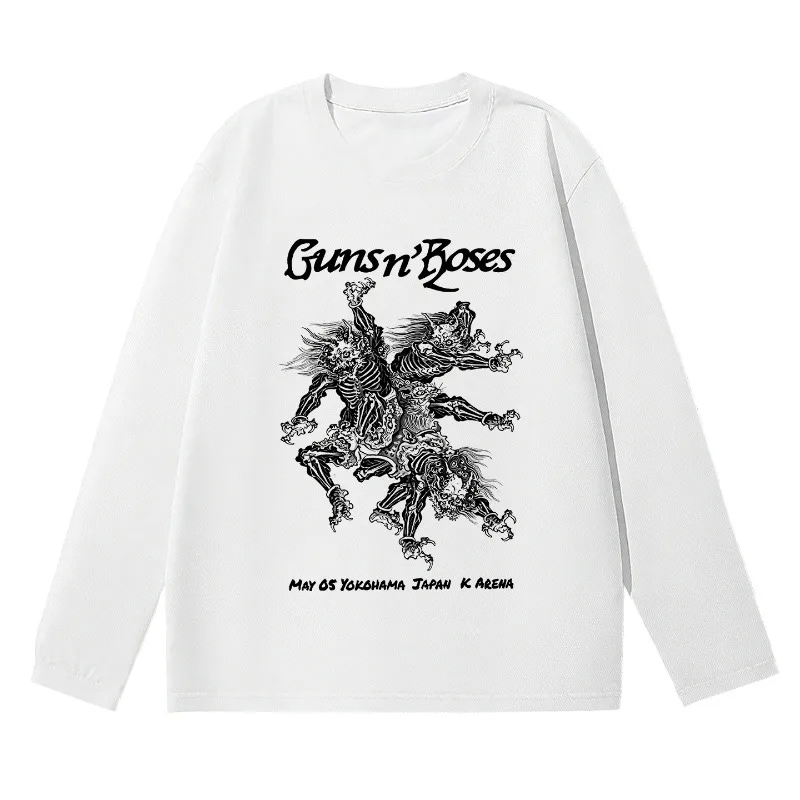 Nuevo Otoño e Invierno 3D impreso Gun and Rose Band manga larga Retro Rock Print tendencia moda hombres y mujeres
