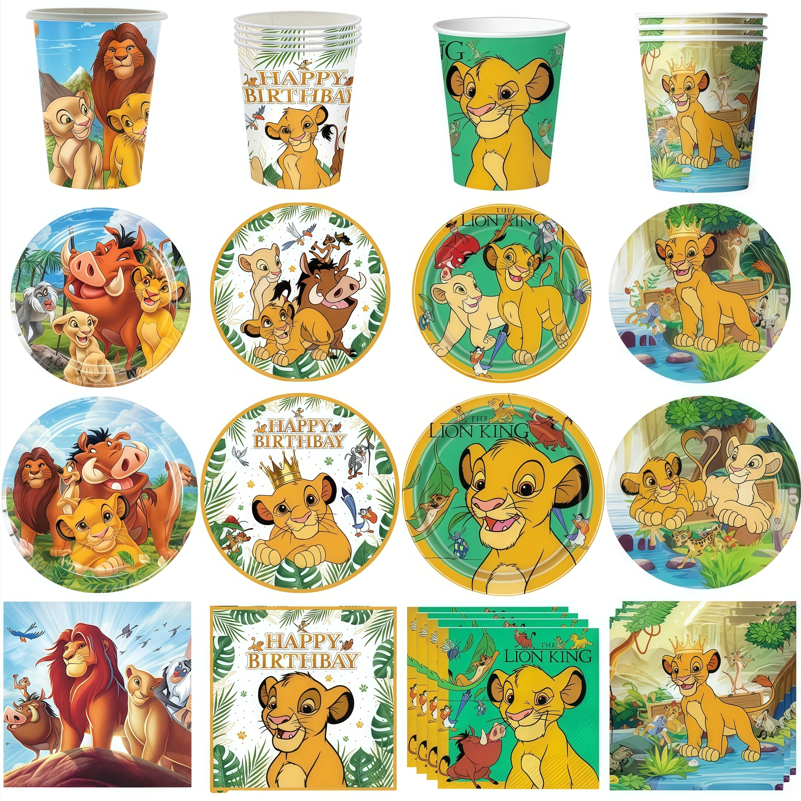 Décoration de fête roi Lion Simba, vaisselle, tasse, assiette, serviette, ballon de fond, décor de fête d'anniversaire pour enfants, fournitures de réception-cadeau pour bébé, nouvelle collection