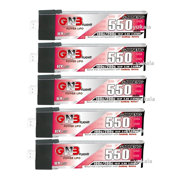 

5pcs Gaoneng GNB Lipo Battery 1S 3.8v 260mAh/380mAh/450mAh/520mAh/550mAh PH2.0 Plug For FPV Mini R/C drone