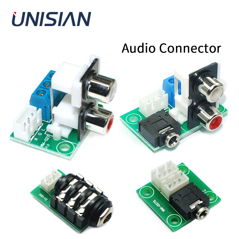 UNISIAN Audio Connection AUX 3.5mm RCA do XH2.54mm płyta Adapter sygnału do DIY wzmacniacza