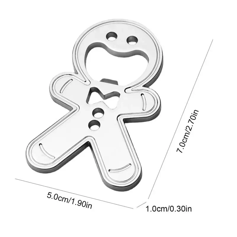 Magnetic Gingerbread Man Bottle Opener Stainless Steel Bottle Opener Fridge Soda Glass Cap Remover Kitchen Metal Beer Bar Tool