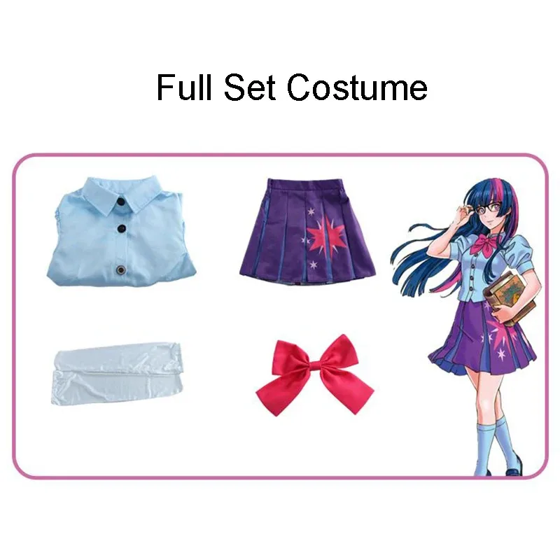 CyTwilight 스파클 코스프레 드레스 애니메이션 유니콘 공주 생일 파티 인간 의상 신발 가발 할로윈 의상 여성용 소녀용