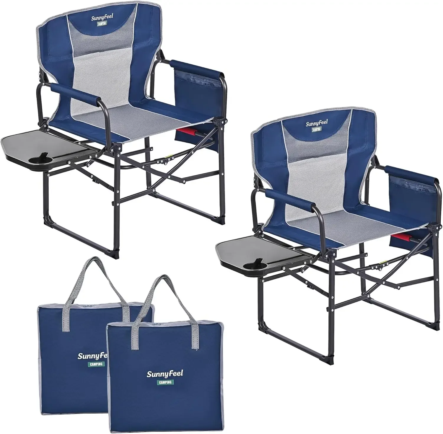 Camping Directors Chair, Heavy Duty,Oversized Portable Folding Chair with Side Table, Pocket for Beach, Fishing,Trip