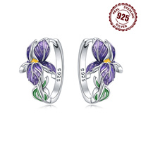 925 Sterling Silver Purple Flowers Series Earring Jewelry Versatile Hoop Earrings For Women Jewelry Fine Birthday Party Gifts