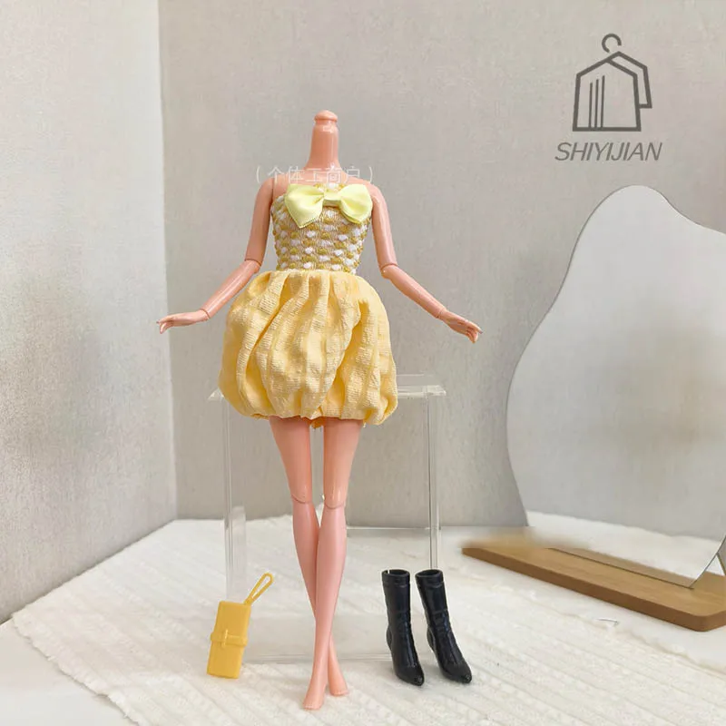 30 سنتيمتر/11 بوصة عارضة أزياء ملابس دمى اكسسوارات الحلو القوس فقاعة اللباس + Beret مجموعة DIY بها بنفسك فستان ملابس الأميرة ل PP FR Xinyi