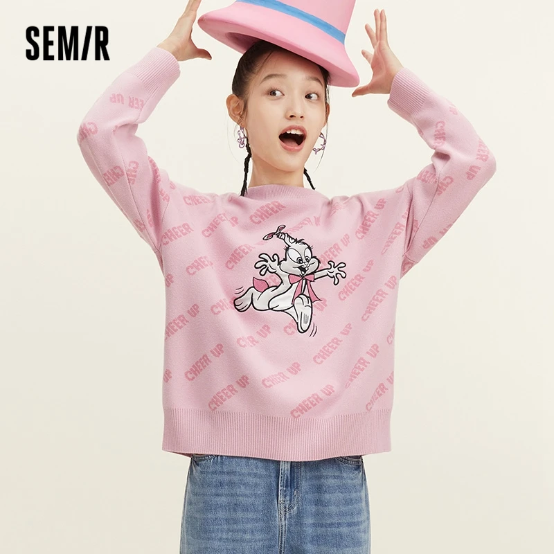 Semir Women Knitwear Rabbit Embroidery Sweet And Cool Lovely 2023 Spring Letters Loose Top Small Crowd Trend Street Trend Cool