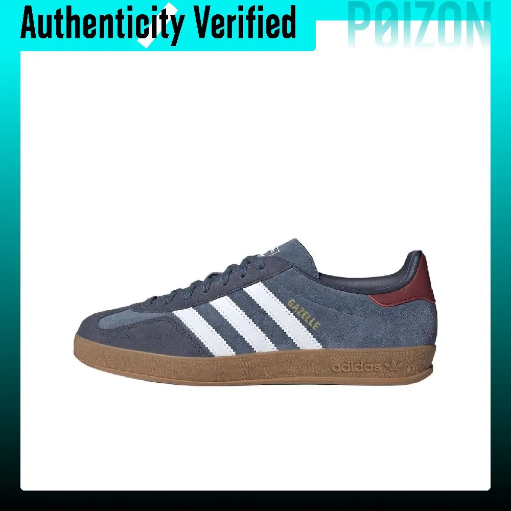 Adidas Originals GAZELLE INDOOR Synthetic Leather, Split Cow Leather, Leather Low top Skateboard Shoes Unisex Blue JI3522