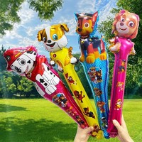16Pcs Paw Patrol Hand Stick Foil Balloons Globals Cartoon Dog Strip Balls Sids Boy Birthday Party Inflatable Toys Gift