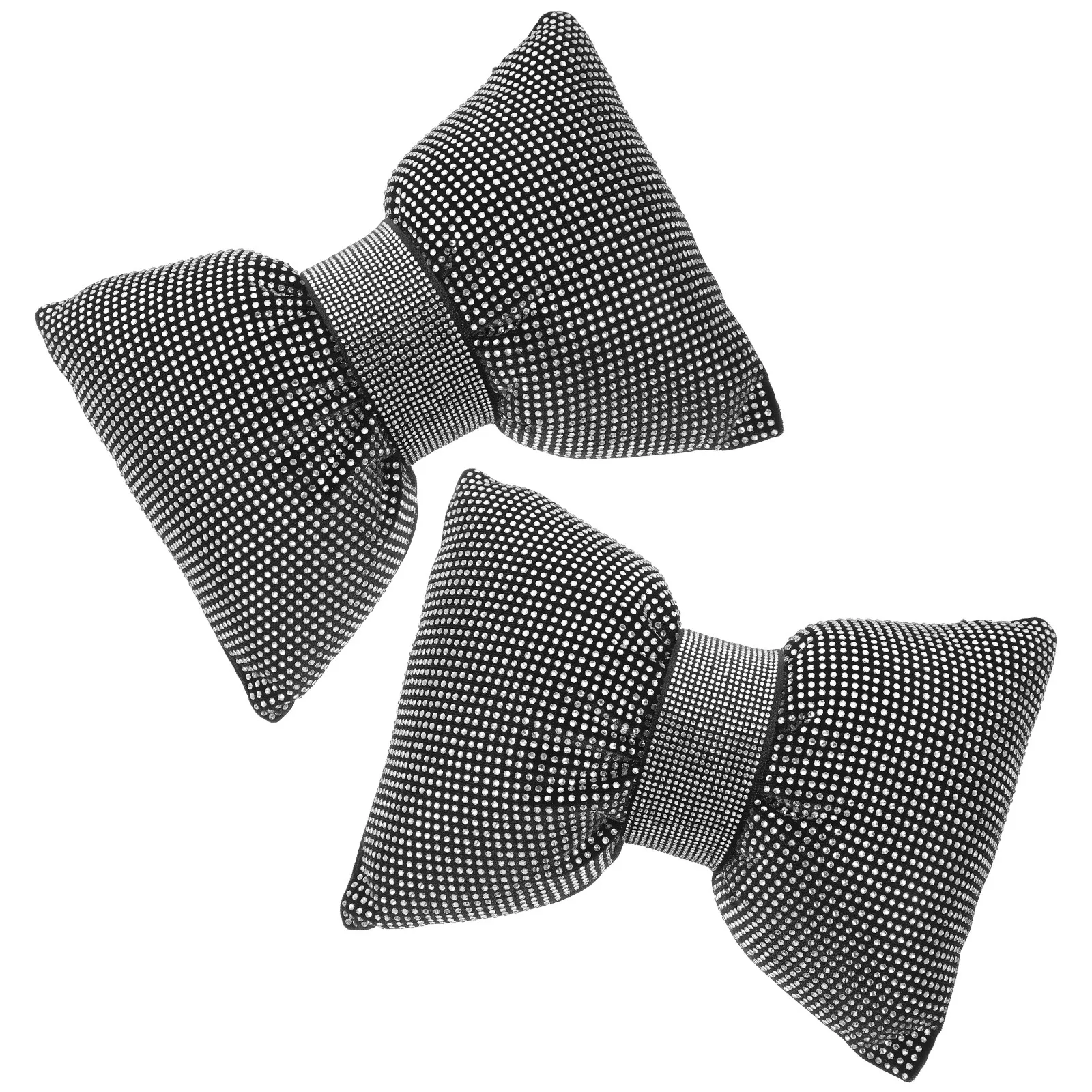 2pcs Car Headrest Cushion Neck Support Pillow with Rhinestone Bow – Universal Fit, Easy Install, Comfortable Driving Accessory