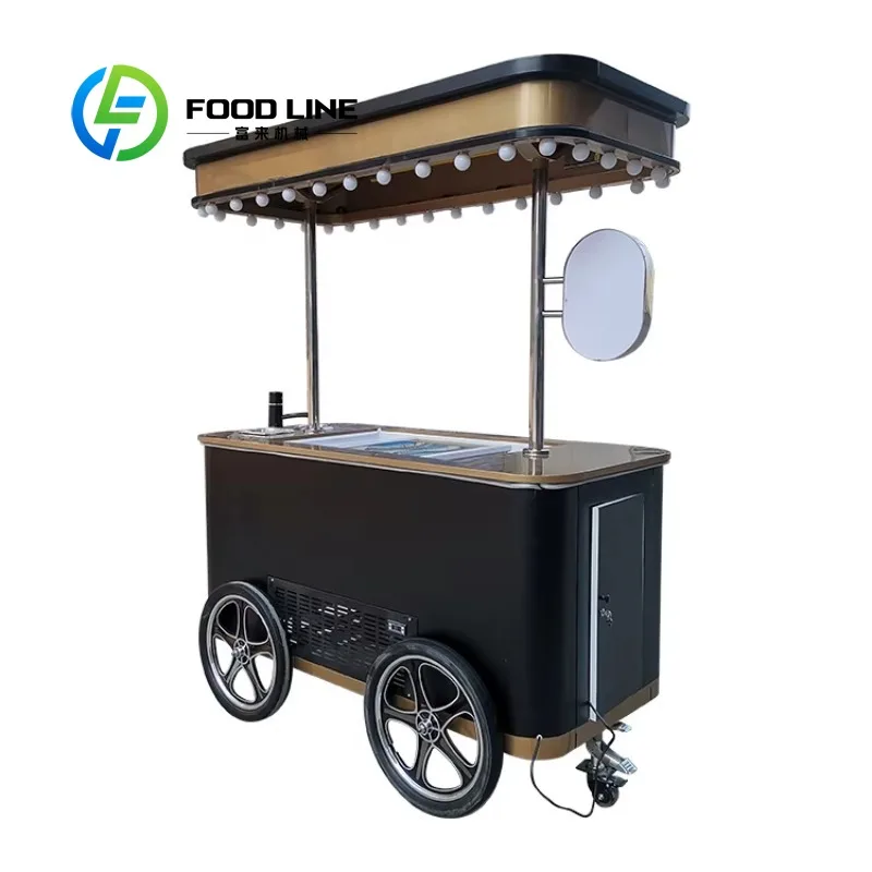 

Customized Vintage Ice Cream Cart Hand Push Bicycle Cart for Italian Gelato Ice Cream Mobile Vending Cart