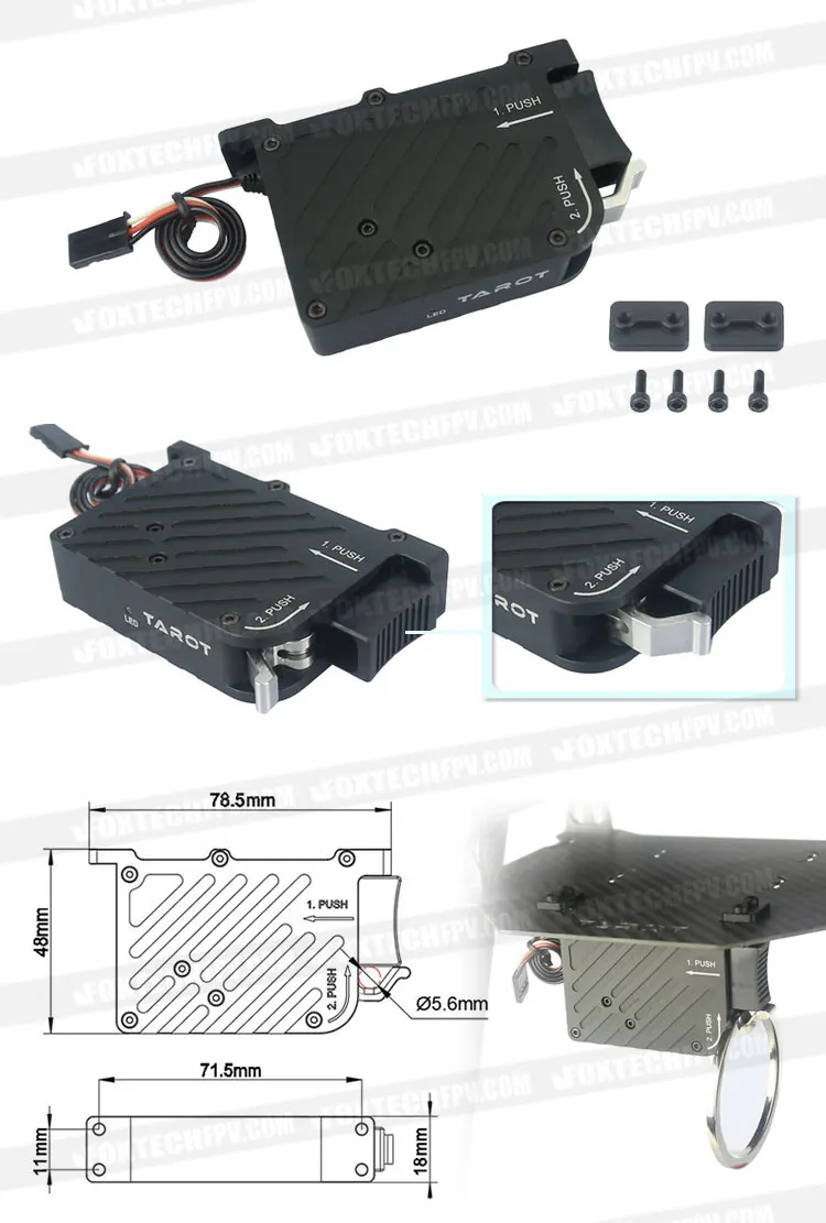 Foxtech Tarot 40kg PWM Control Payload Release and Drop Device Cargo Air Thrower sistema di caduta