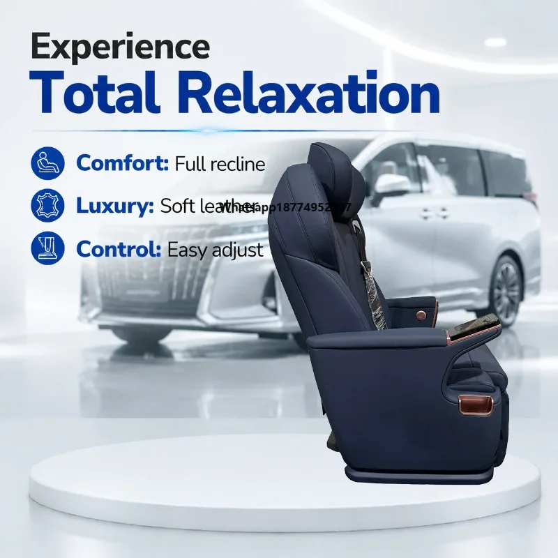 Heavy Duty Luxury Manual Rotating Crystal Accent Car Executive Seat with Touch Screen for Large MPV Vito HiAce Coaster