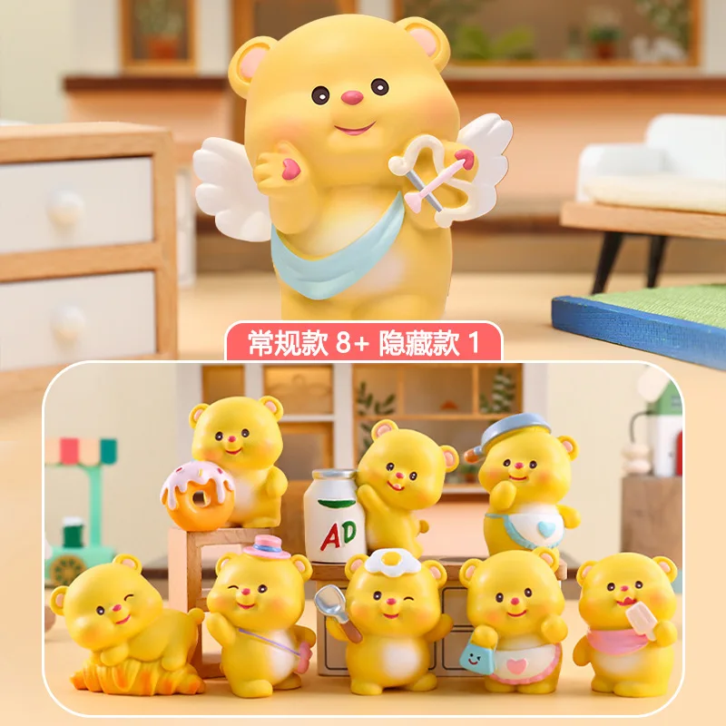 New Kawaii Milk Puff Butter Bear Blind Box Children'S Birthday Toy Desktop Ornament Gift Trendy Toy Handmade Set Holiday Gift