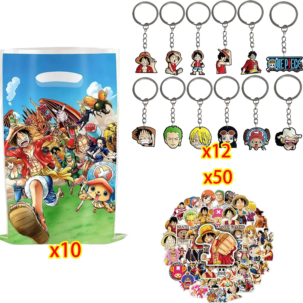 One Piece Anime Figuren Aufkleber Schlüsselanhänger Luftballons One Piece Anime Party-Set One Piece Themen-Geschenke für Gäste Babyparty – Detail 5