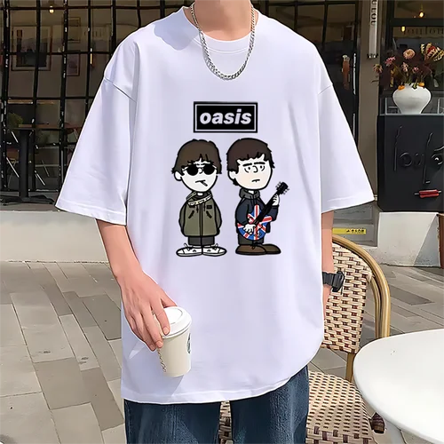 Camiseta punk de la banda de Rock británica O-Oasis Live 25, ropa informal estilo Hip Hop vintage con dibujos animados para hombre y mujer, camiseta de manga corta 100% algodón