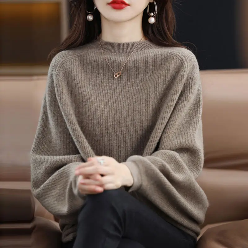 

Fashion loose bat sleeve knitted sweater for women autumn and winter 2023 autumn and winter pullover solid knit sweater pullover